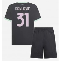 Echipament fotbal AC Milan Strahinja Pavlovic #31 Tricou Treilea 2024-25 pentru copii maneca scurta (+ Pantaloni scurti)